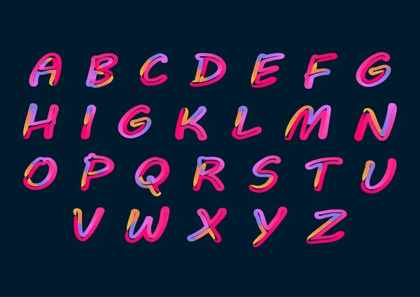 Alfabet met letters van A tot Z. ABC Art alfabet illustratie. Retro Neon effect. — Stockvector