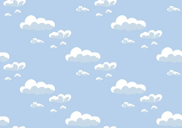 Doodle clouds for decorative design. Cloudscape background. Baby, kids illustration. Vector blue sky clouds. Cute seamless pattern. Fabric texture print. — Stock Vector