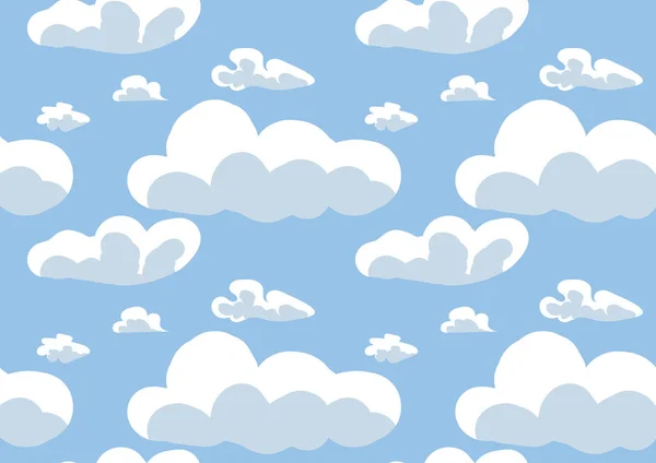 Podmračné mraky pro dekorativní design. Pozadí Cloudscape. Děti, ilustrace. Vektorová modrá nebeská mračna. Roztomilá, bezproblémová. Tisk textury Fabric. — Stockový vektor