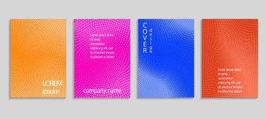 Asgari soyut vektör yarım ton kaplama şablonu. Geleceğin geometrik gradyan arkaplanı. Pankartlar, afişler, el ilanları, sunumlar ve raporlar için vektör şablonları