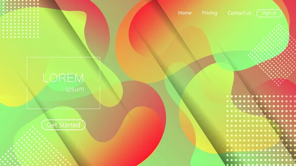 Website abstrakter Hintergrund. Helle bunte dynamische Formen Landing Page — Stockvektor