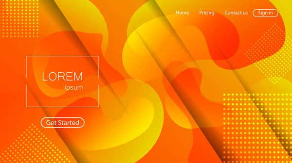 Site web fond abstrait. Page de destination de formes dynamiques colorées lumineuses — Image vectorielle