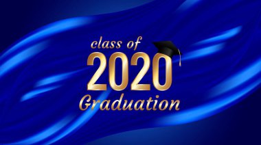 Kart, davet veya afiş için 2020 mezuniyet metin tasarımı sınıfı