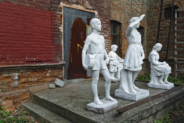 Old Park Szobrai Szovjet Korszak Készül Helyreállítása Hátsó Udvarban Történelmi — Stock Fotó