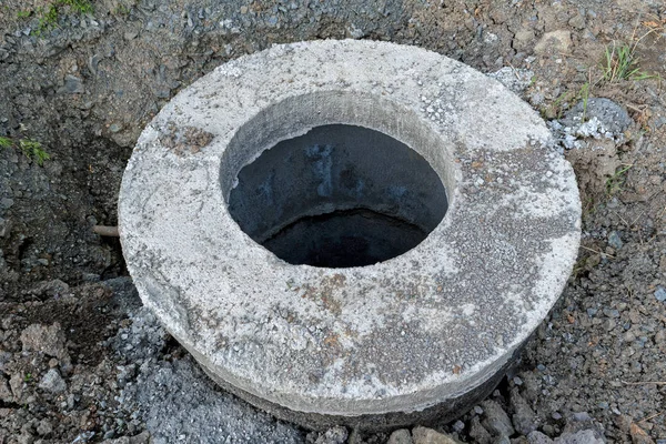 Tubo Construção Concreto Tubo Construção Sistema Drenagem Esgoto Rodoviário — Fotografia de Stock