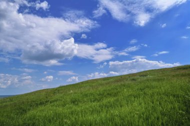 Gökyüzü ve bulutlar karşı dağda yaz manzara