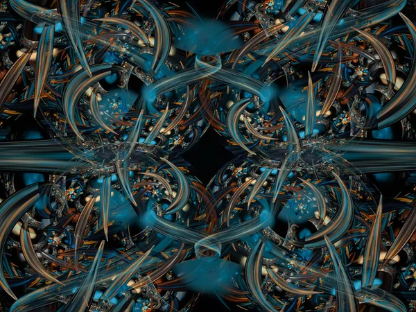 Digitale abstracte fractal achtergrond. Abstract fractal vormen op zwarte achtergrond. — Stockfoto