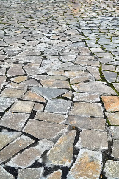 Тротуар из натурального камня в парке крупным планом. Каменная текстура тротуара . — стоковое фото