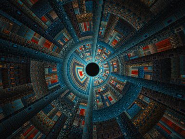 Dijital soyut fraktal arkaplan. Siyah arkaplanda soyut fraktal şekiller.