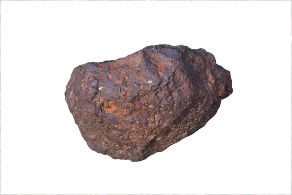 Prov Naturliga Rock Hematit Järnmalm Mineral Sten Isolerad Vit Bakgrund — Stockfoto