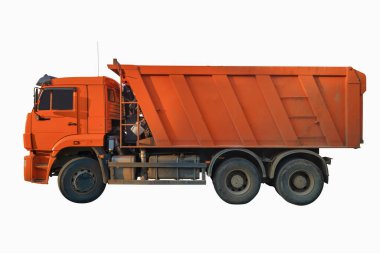 Heavy industrial orange tipper isolated over white background. clipart