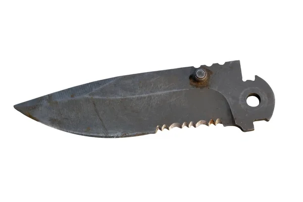 Blade Old Folding Knife Close Isolate White Background Close — Stock Photo, Image
