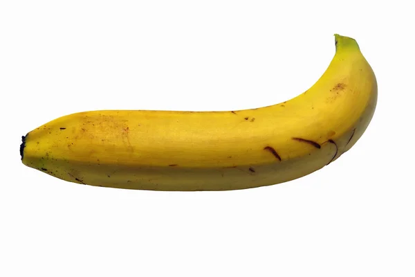 Один Стиглий Жовтий Банан Білому Тлі — стокове фото