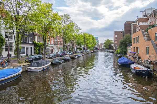 Amsterdam Paesi Bassi Agosto 2019 Bella Vista Sul Canale Lijnbaansgracht — Foto Stock