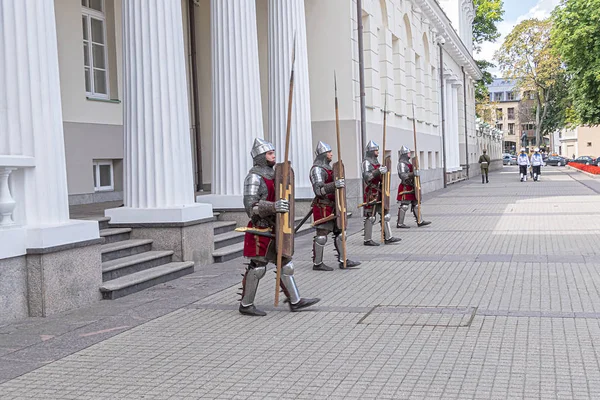 Vilnio Lituania Luglio 2019 Sollevare Bandiere Lituania Unione Europea Nato — Foto Stock