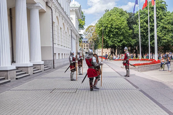 Vilnius Litauen Juli 2019 Hissen Der Flaggen Litauens Der Europäischen — Stockfoto