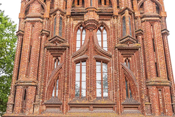 Red Brick Anne Church 1500 Flamboyant Gothic Brick Gothic Styles — Stock Photo, Image