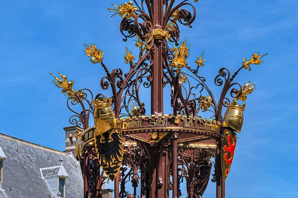 Fuente 1885 Binnenhof Honor Del Conde Guillermo Holanda Centro Ciudad — Foto de Stock