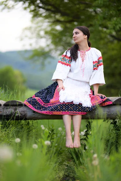 Folklore Eslovaco Bailarina Folclórica —  Fotos de Stock