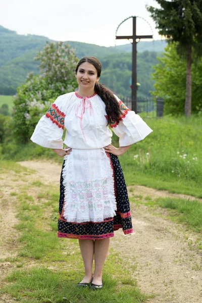 Folclore Eslovaco Dançarina Folclore — Fotografia de Stock