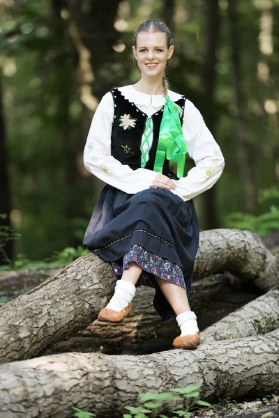 Slovakian Folklore Dancer Woman — Stock Photo, Image