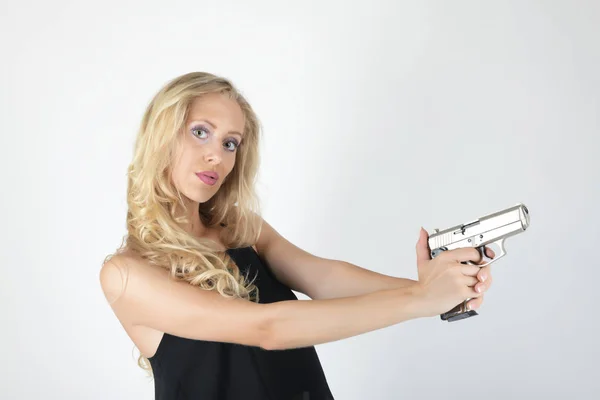 Mulher Sexy Com Arma — Fotografia de Stock