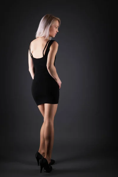 Fashion Studio Photo Gorgeous Sensual Woman Blonde Hair Bright Makeup — Stock Photo, Image