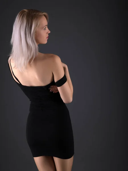 Mode Studio Foto Vacker Sensuell Kvinna Med Blont Hår Och — Stockfoto