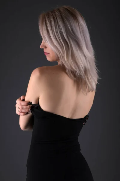 Módní Studio Fotografie Nádherné Smyslné Ženy Blond Vlasy Světlé Make — Stock fotografie