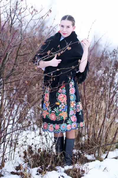 Folklore Slovaque Costume Traditionnel Slovaque Fille — Photo