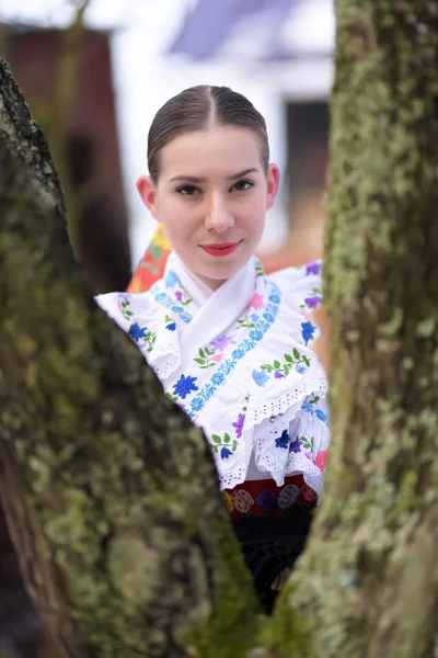 Slovakisk Folklore Traditionell Dräkt — Stockfoto