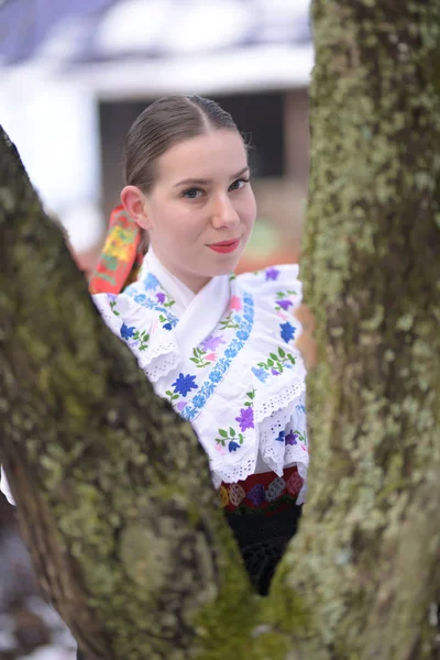 Slovenský Folklór Tradiční Kostým — Stock fotografie