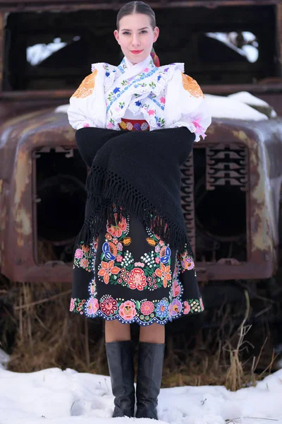 Folclorul Slovac Costum Tradițional — Fotografie, imagine de stoc