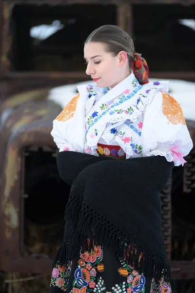 Slovakisk Folklore Traditionell Dräkt — Stockfoto