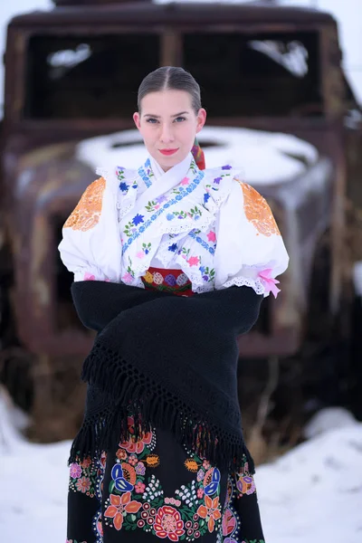 Slovakisk Folklore Traditionell Dräkt — Stockfoto