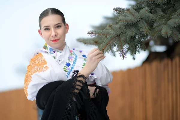 Slovenský Folklór Tradiční Kostým — Stock fotografie