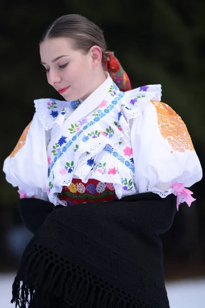 Slovakisk Folklore Traditionell Dräkt — Stockfoto