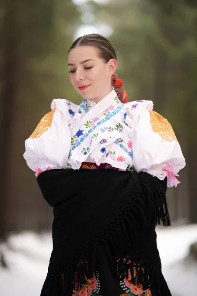 Slovakisk Folklore Traditionell Dräkt — Stockfoto