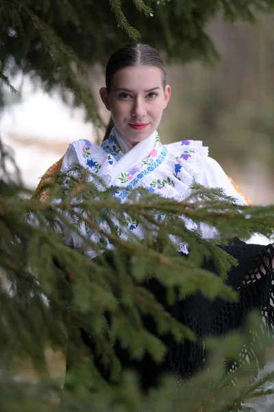 Slovakisk Folklore Traditionell Dräkt — Stockfoto