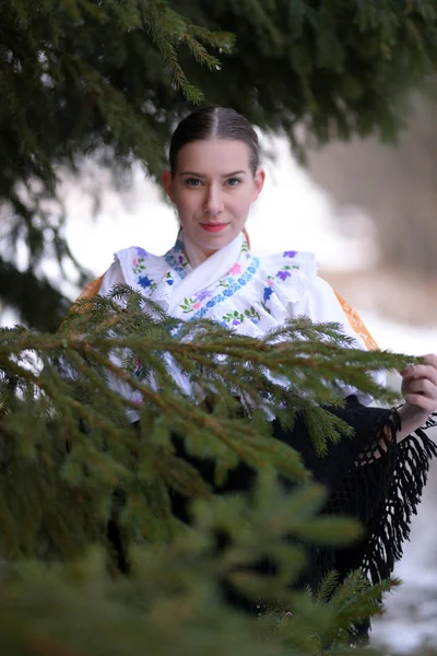 Slovakisk Folklore Traditionell Dräkt — Stockfoto