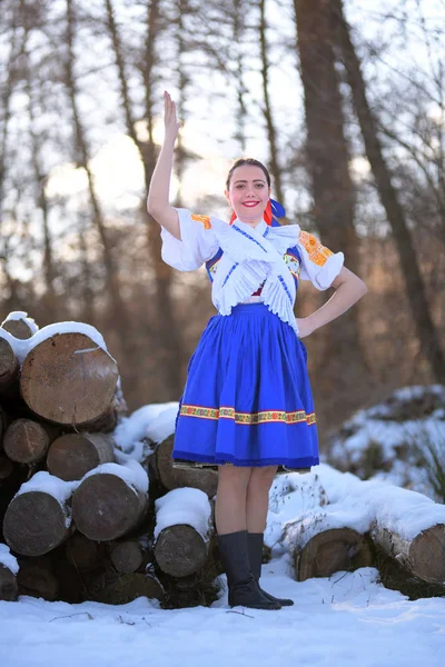 Folclore Eslovaco Traje Tradicional Menina Eslovaca — Fotografia de Stock