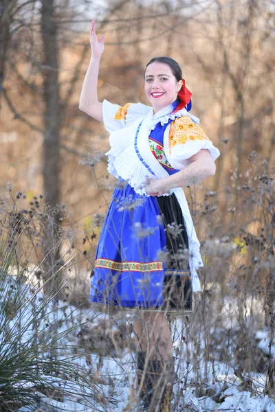 Folclore Eslovaco Traje Tradicional Menina Eslovaca — Fotografia de Stock