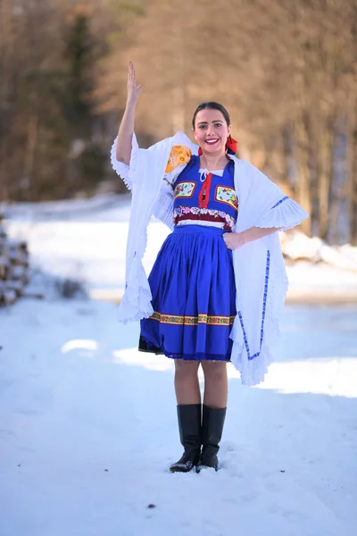 Folclore Eslovaco Traje Tradicional Menina Eslovaca — Fotografia de Stock