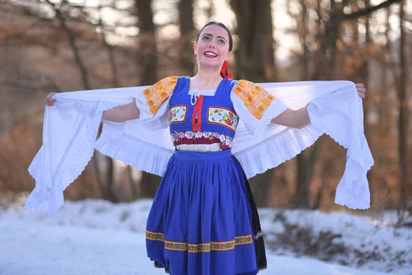 Folclore Eslovaco Traje Tradicional Menina Eslovaca — Fotografia de Stock