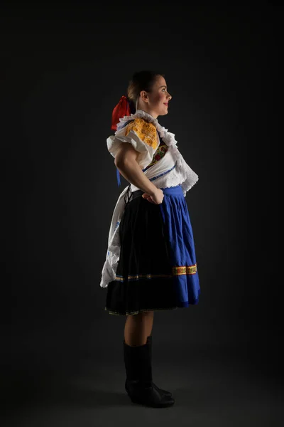 Folklore Slovaque Costume Traditionnel Slovaque Fille — Photo