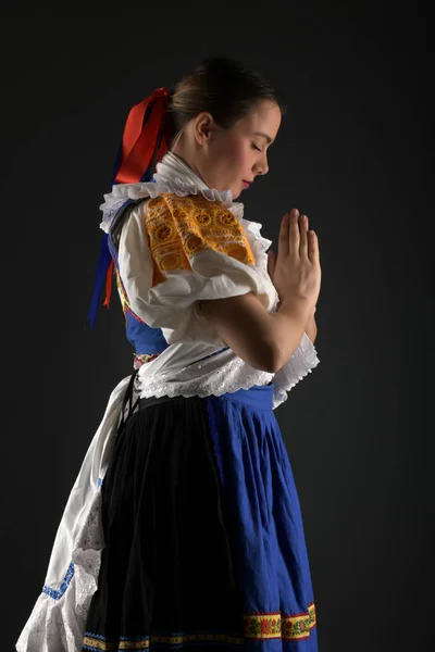 Folklore Eslovaco Traje Tradicional Chica Eslovaca — Foto de Stock