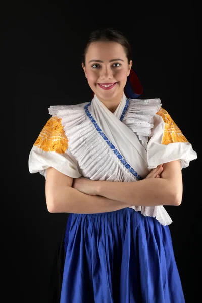 Slovak Folklore Traditional Costume Slovakian Girl — Stock Photo, Image