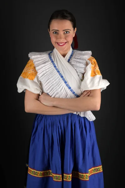 Slovak Folklor Geleneksel Kostüm Slovakça Kız — Stok fotoğraf