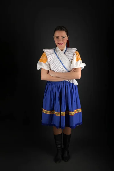 Slovak Folklore Traditional Costume Slovakian Girl — Stock Photo, Image