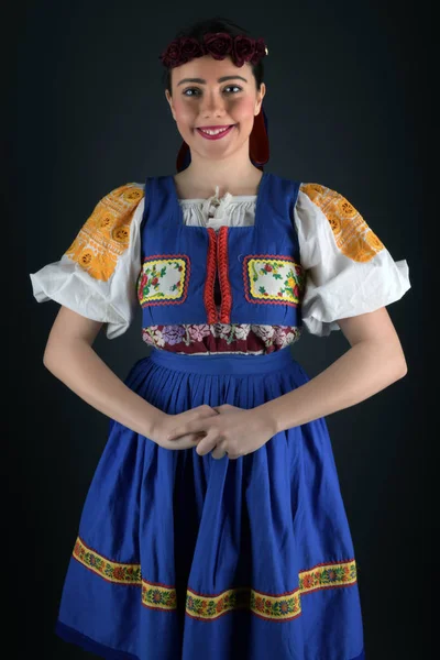 Folklore Slovaque Costume Traditionnel Slovaque Fille — Photo